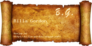 Billa Gordon névjegykártya